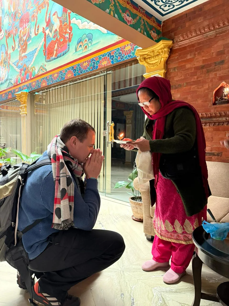 A. Michael Crook with his mother-in-law at the family home in Nepal